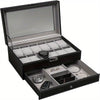 Organize Watches elegant style with this 12-Slot PU Leather Lockable Watch Storage Box - SunglassesMart