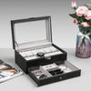 Organize Watches elegant style with this 12-Slot PU Leather Lockable Watch Storage Box - SunglassesMart