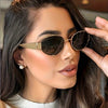 Retro Metal Finish Fashion Glasses – Stylish Oval Frame - SunglassesMart