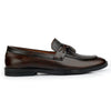 Brown leather loafer shoe on a white background