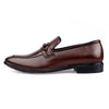 Brown leather loafer shoe on a white background