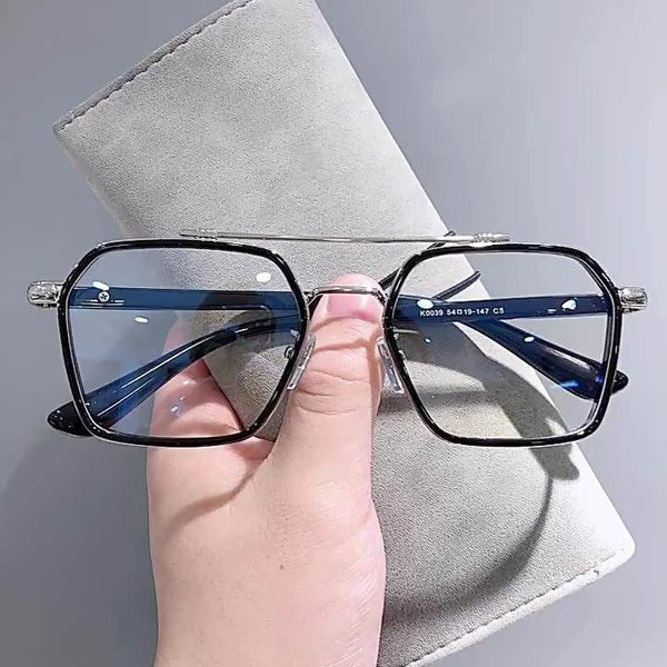 New Double Bridge Square Blue Light Blocking Glasses Women Men - SunglassesMart