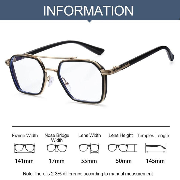 New Double Bridge Square Blue Light Blocking Glasses Women Men - SunglassesMart