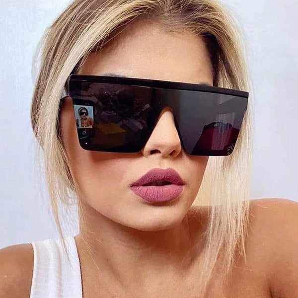 New Rivet Flat Top Oversized Sunglasses - SunglassesMart