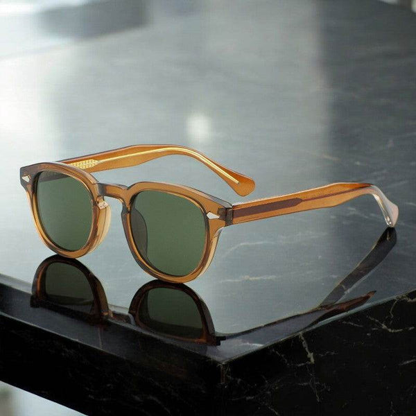 Punk Tea Green Retro Round Men Sunglasses - SunglassesMart