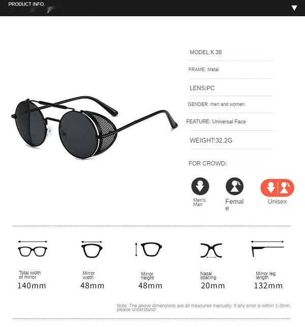 Retro Vintage Metal Round Punk Sunglasses - SunglassesMart