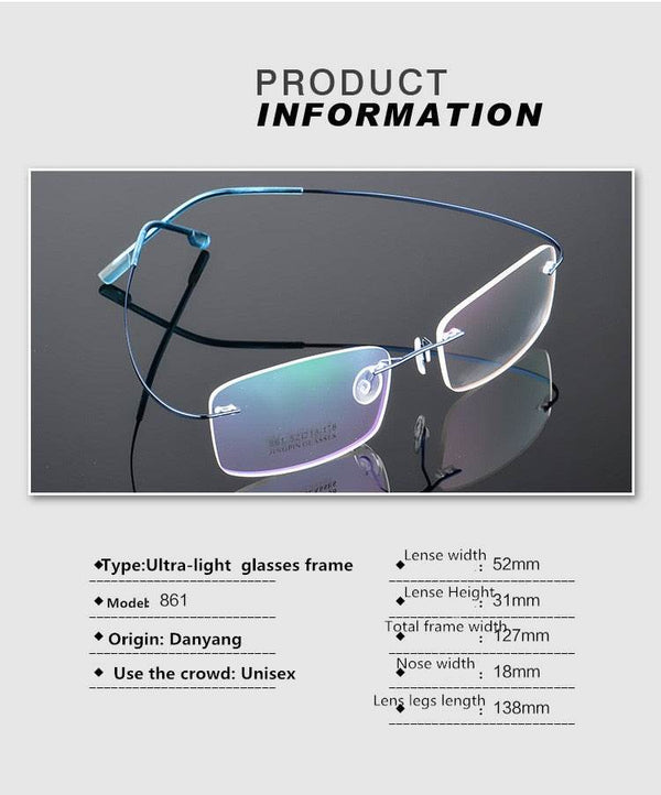 Rimless Titanium Glasses Frames Men Flexible Optical Frame - SunglassesMart