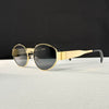 Retro Metal Finish Fashion Glasses – Stylish Oval Frame - SunglassesMart