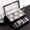 Organize Watches elegant style with this 12-Slot PU Leather Lockable Watch Storage Box - SunglassesMart