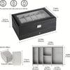 Organize Watches elegant style with this 12-Slot PU Leather Lockable Watch Storage Box - SunglassesMart