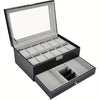 Organize Watches elegant style with this 12-Slot PU Leather Lockable Watch Storage Box - SunglassesMart