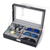 PU Leather 6-Position Watch Box with 3-Slot Sunglasses Display Storage Box - SunglassesMart
