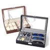 PU Leather 6-Position Watch Box with 3-Slot Sunglasses Display Storage Box - SunglassesMart