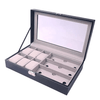 PU Leather 6-Position Watch Box with 3-Slot Sunglasses Display Storage Box - SunglassesMart
