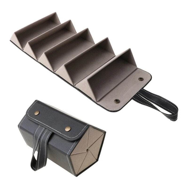 5 Slots Foldable PU Leather Sunglasses Eyeglasses Travel Organizer - SunglassesMart