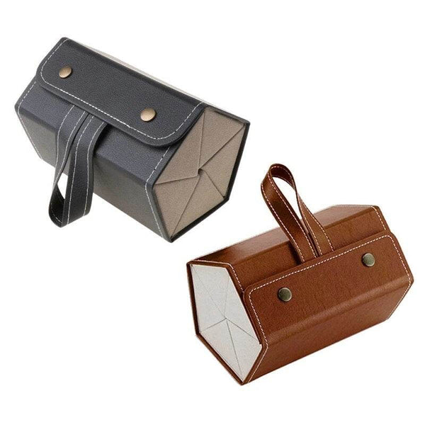 5 Slots Foldable PU Leather Sunglasses Eyeglasses Travel Organizer - SunglassesMart