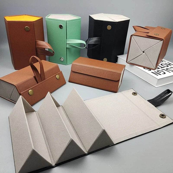 5 Slots Foldable PU Leather Sunglasses Eyeglasses Travel Organizer - SunglassesMart