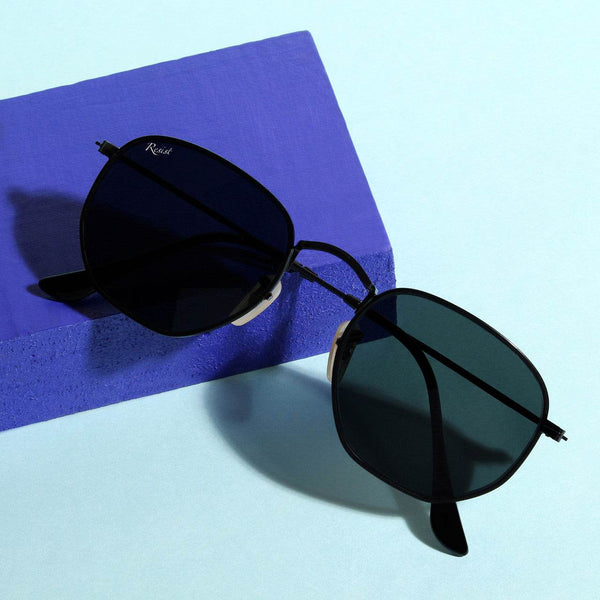 Francis Black Hexagonal Sunglasses - SunglassesMart
