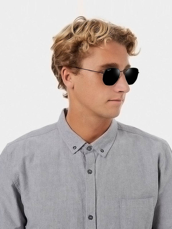 Francis Black Hexagonal Sunglasses - SunglassesMart
