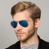 Pilot Blue Reflector Mirrored Sunglasses - SunglassesMart