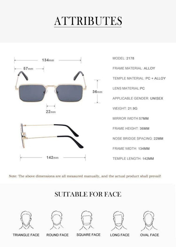 Benjamin Rectangle Retro Sunglasses - SunglassesMart