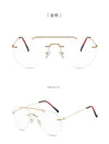 Rimless Pilot Blue Block Computer Glasses - SunglassesMart