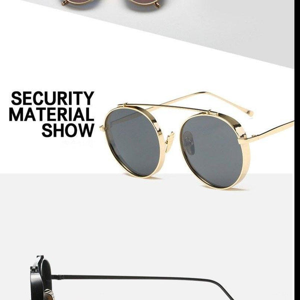 Steampunk Round Metal Sunglasses - SunglassesMart
