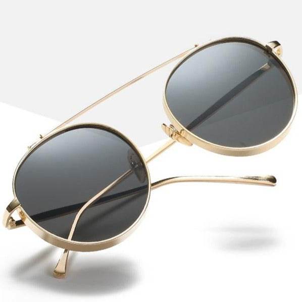 Steampunk Round Metal Sunglasses - SunglassesMart