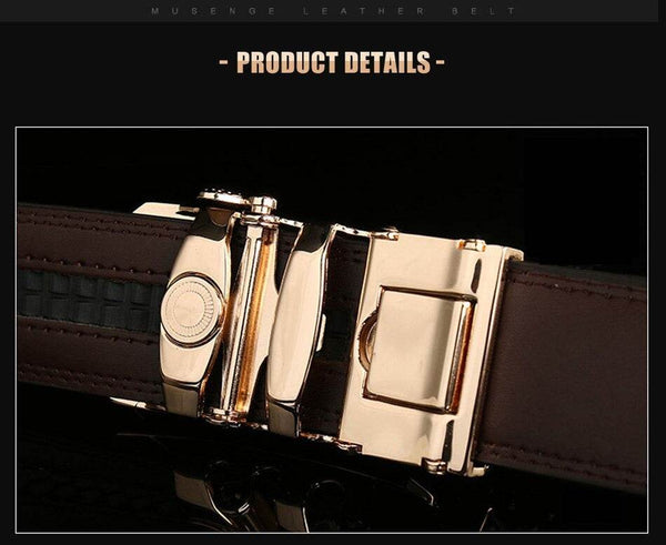 Automatic Buckle Leather Belt - SunglassesMart