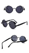 Steampunk Black Round Metal Sunglasses - SunglassesMart