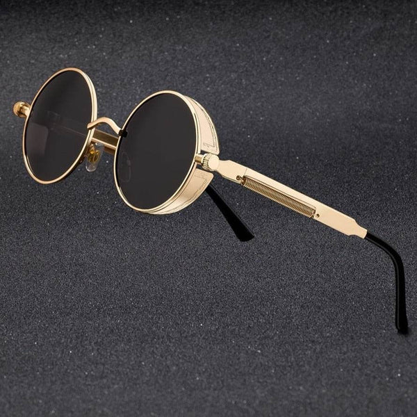 Retro Round Steampunk Sunglasses-JM - SunglassesMart