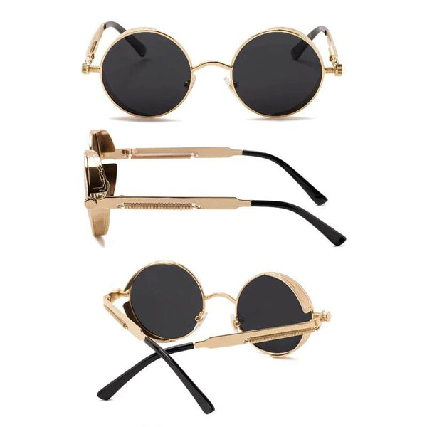 Retro Round Steampunk Sunglasses-JM - SunglassesMart